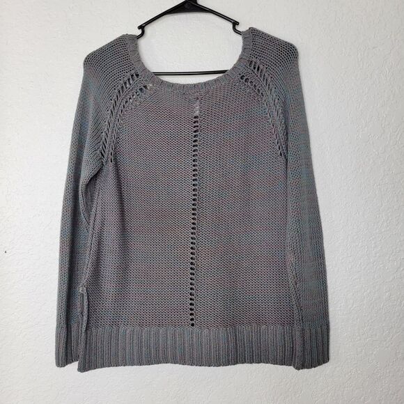 Left On Houston by Anthropologie Gray Teal Cozy Chunky Knit Sweater Size XS - Picture 5 of 6